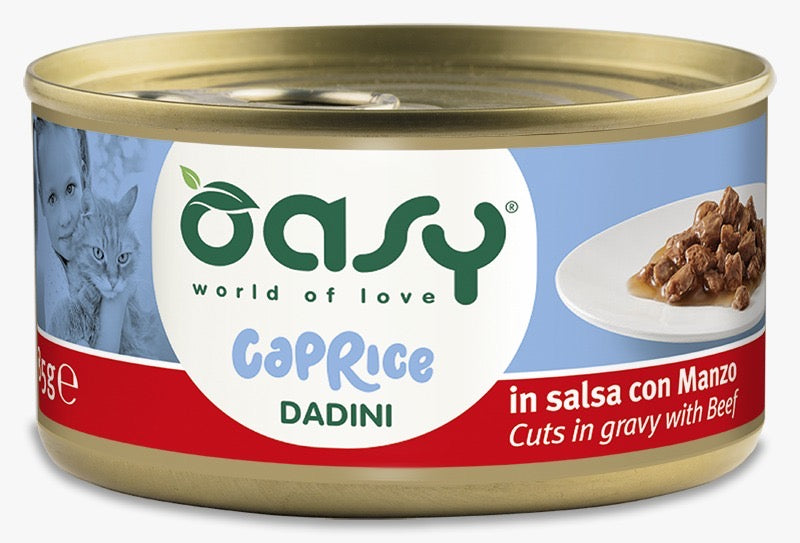 Oasy Wet PetFood for Adult Cats CAPRICE Cuts in Gravy with Beef 85 g
