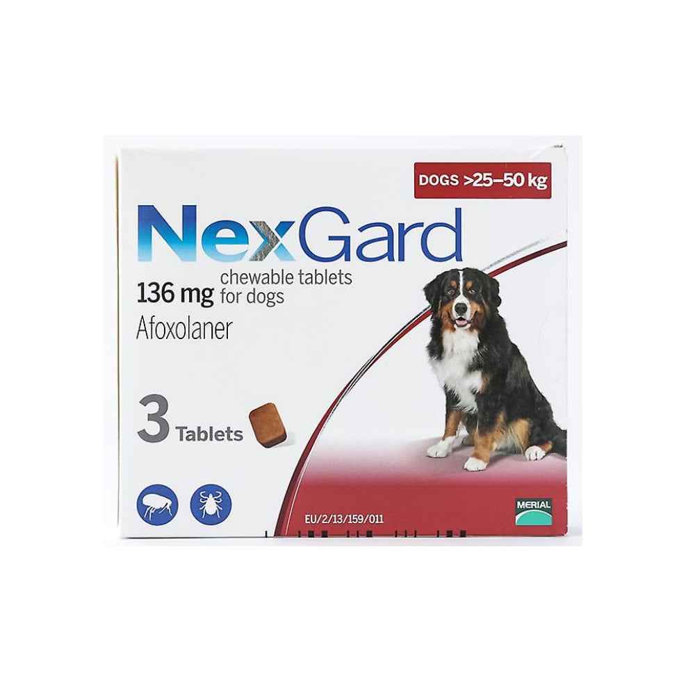 Nexgard Chewable Tablet | Kill Ticks | Fleas | Lice | 136mg From 25to 50 kg 1 Tablet price for one tablet
