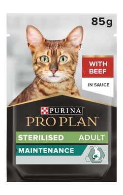 Purina Pro Plan Sterilized Adult Wet Cat Food with Beef in Sauce – 85g
