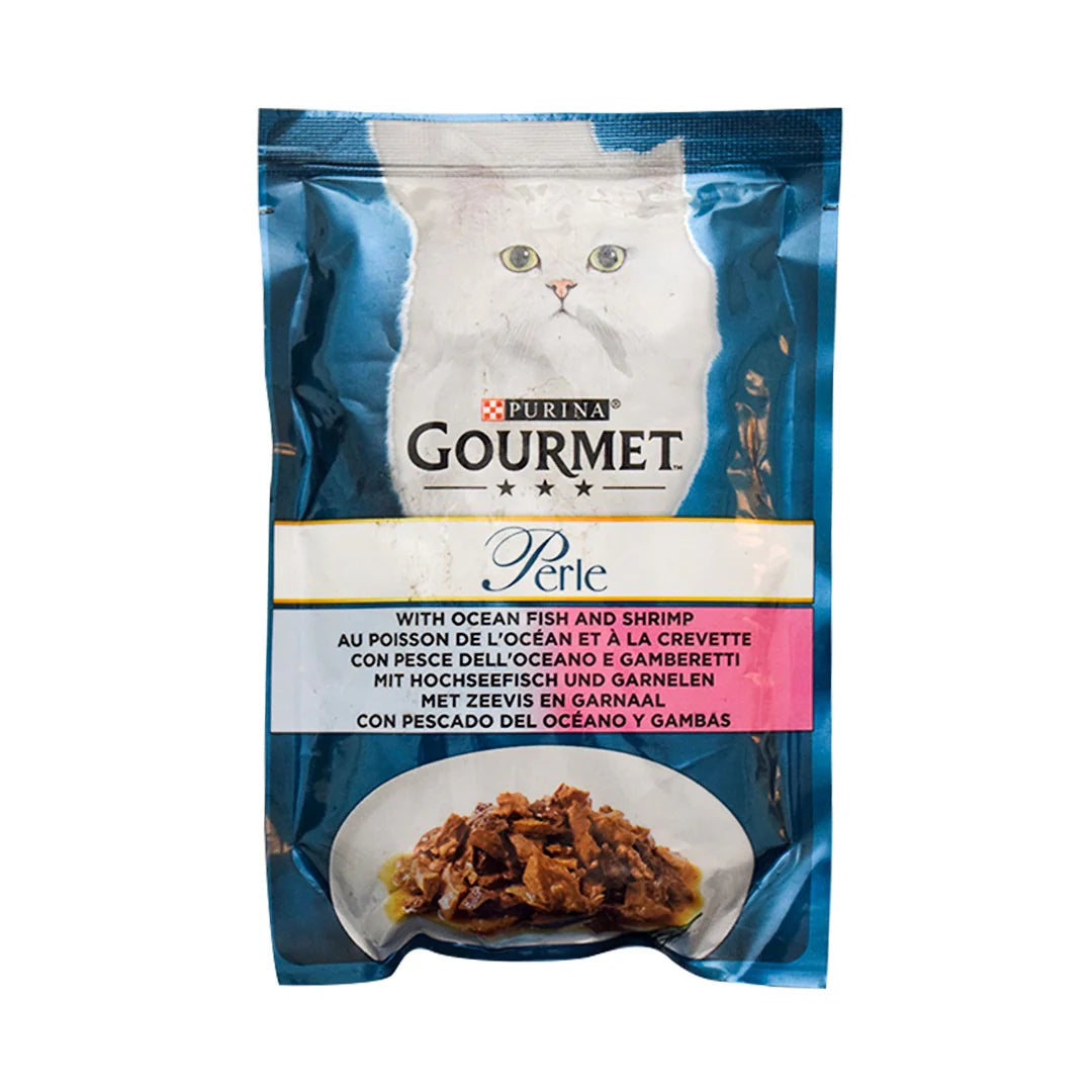 Purina Gourmet Perle With Ocean Fish and Shrimp Wet Cat Food 85g Pouch Egypt