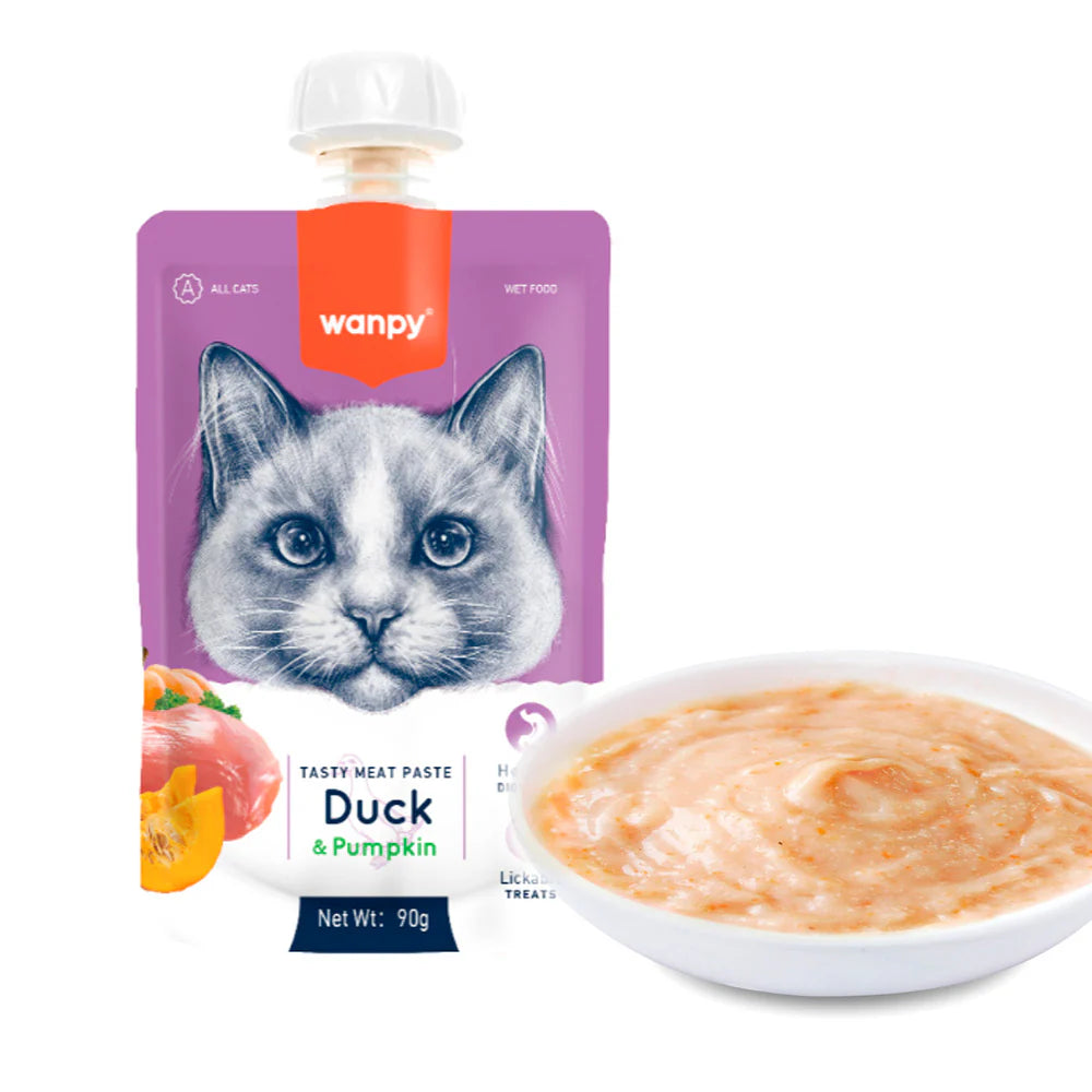 Wanpy Tasty Meat Paste Duck and Pumpkin 90g Lickable Cat Treat Pouch Egypt