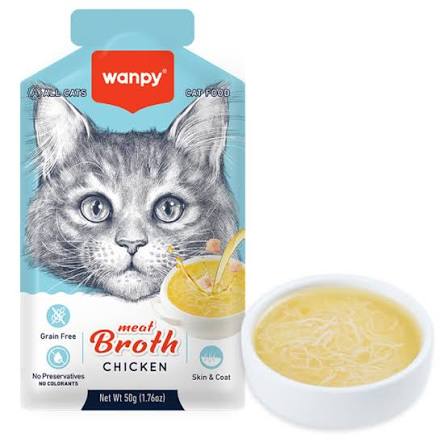 Wanpy Meat Broth Chicken 50g Grain Free Liquid Cat Treat Pouch Egypt