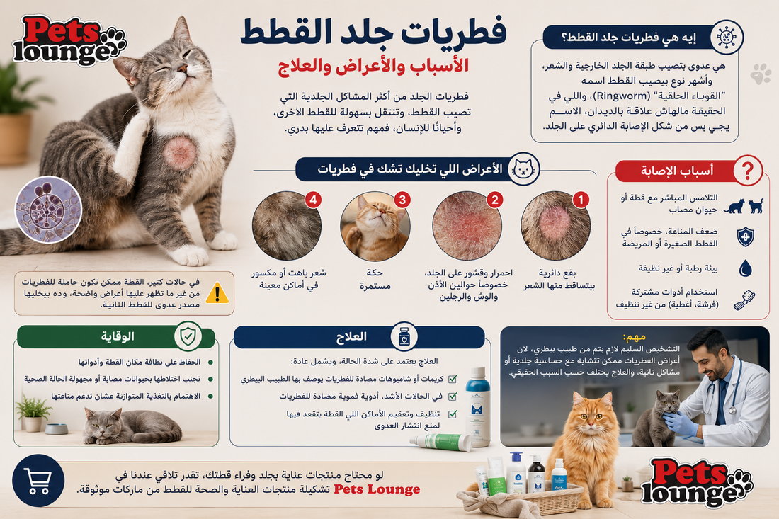 فطريات جلد القطط: الأسباب والأعراض والعلاج