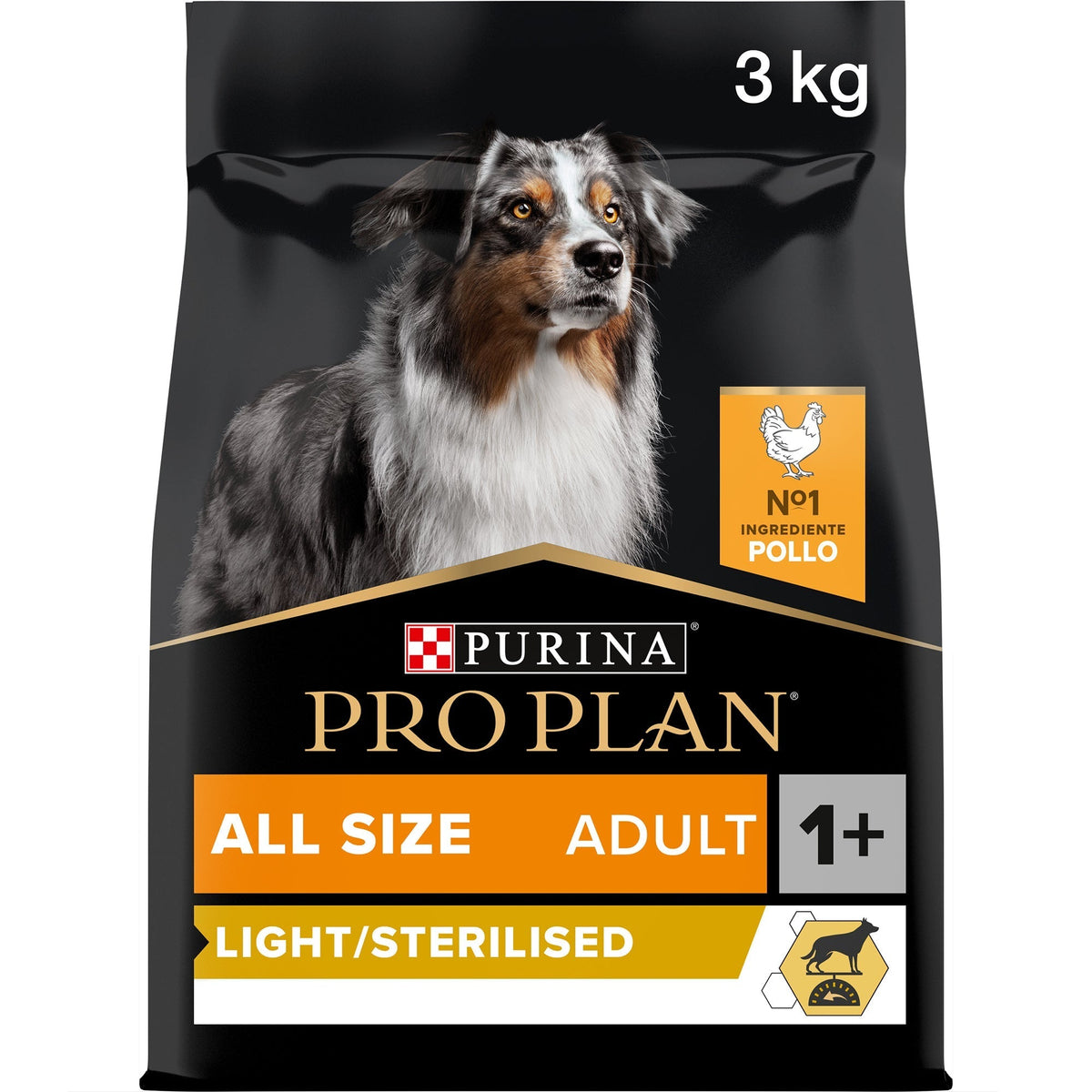 PURINA PRO PLANAll Sizes Adult Light / Sterilised with OPTIWEIGHT®, Rich in Chicken Dry Dog Food - 3 KG