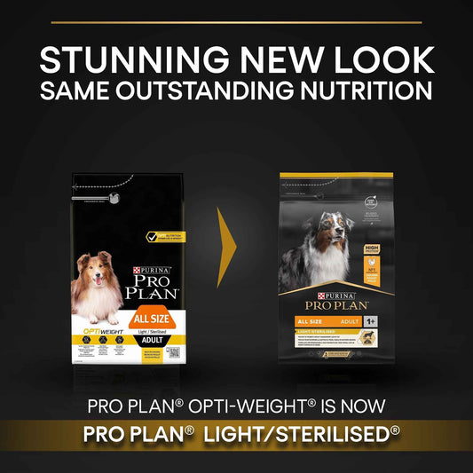 PURINA PRO PLANAll Sizes Adult Light / Sterilised with OPTIWEIGHT®, Rich in Chicken Dry Dog Food - 14 KG