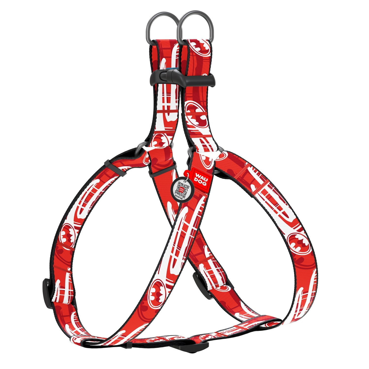 WAUDOG Nylon dog harness with QR-passport, "Batman" -0720-2012
