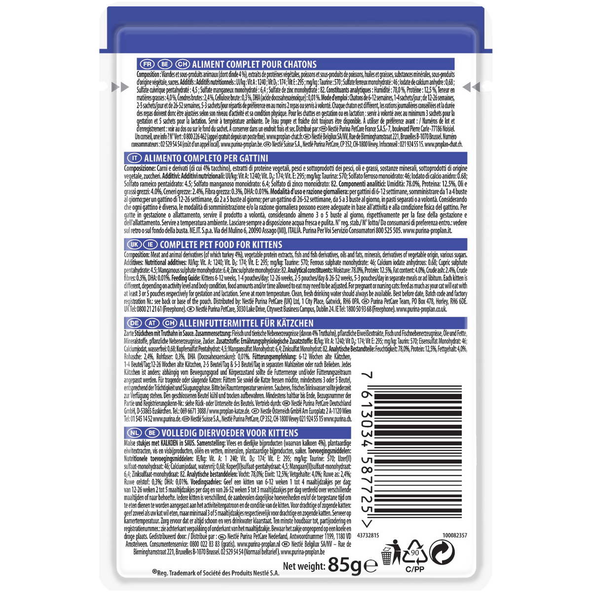 PURINA PRO PLAN Junior Nutri Savour with Turkey in Gravy 85g