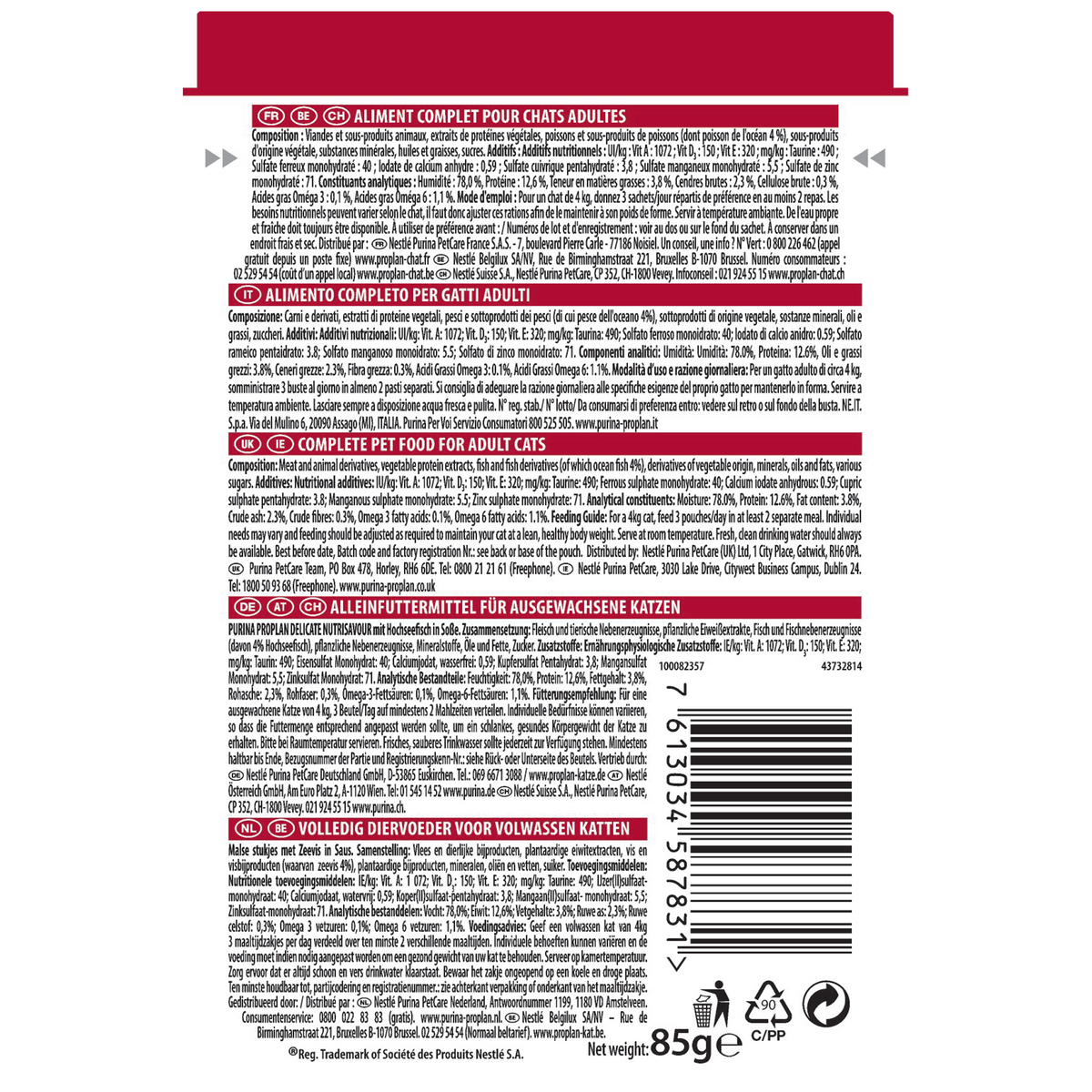 PURINA PRO PLANDelicate Nutri Savour™ with Oceafish in Gravy 85g