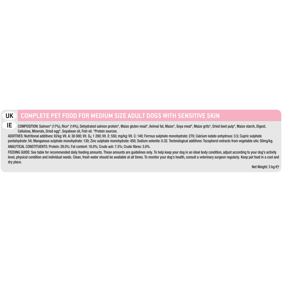 PURINA PRO PLANDog Medium Adult Sensitive Skin with OPTIDERMA® Rich in Salmon Dry Food 3kg