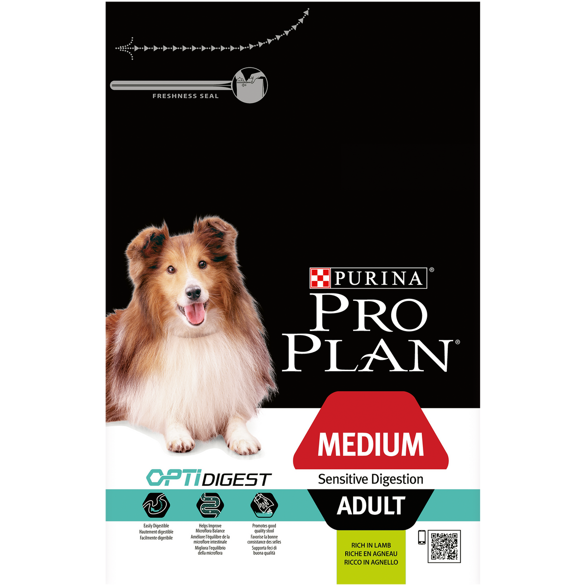 PURINA PRO PLANDog Medium Adult Sensitive Digestion with OPTIDIGEST® Rich in Lamb Dry Dog Food - 3 KG