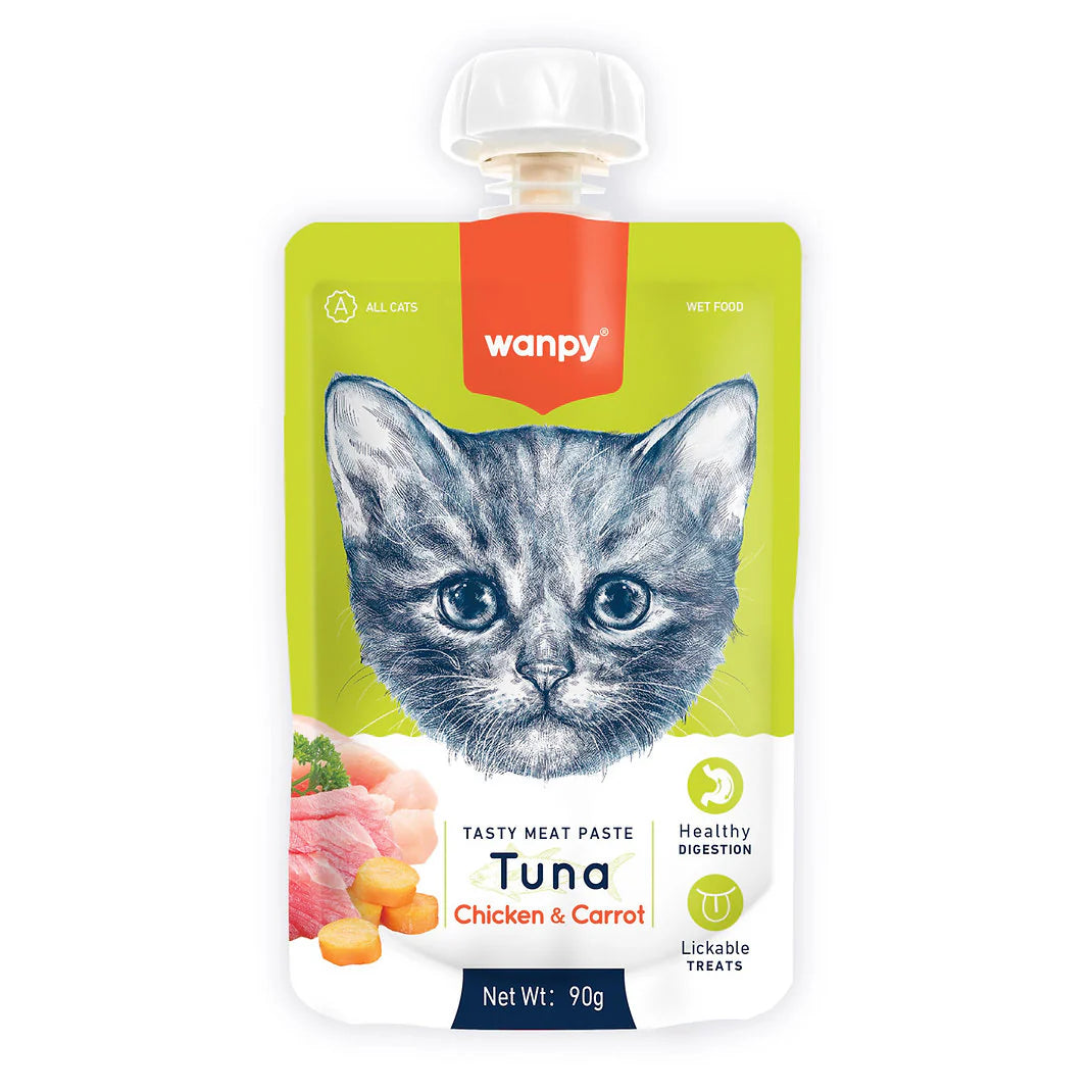 Wanpy Tasty Meat Paste Tuna Chicken and Carrot 90g Lickable Cat Treat Egypt