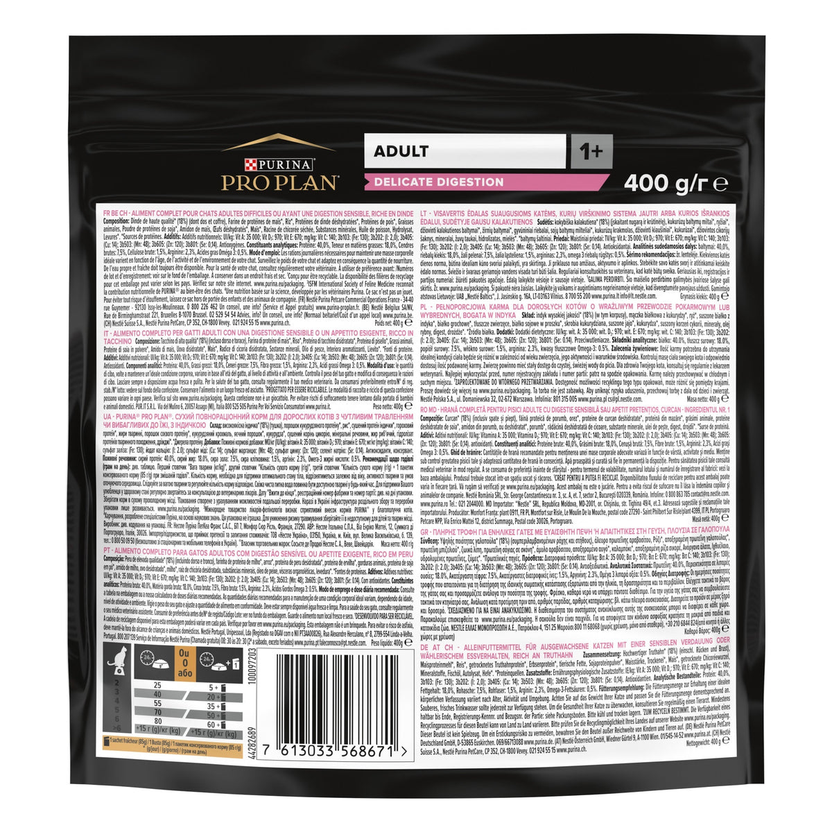 Purina pro plan delicate adult Cat Rich in Turkey Dry Food 400G