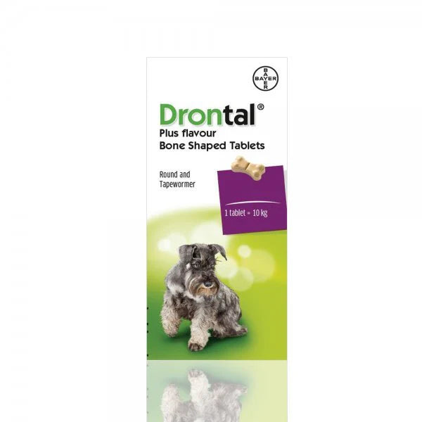 Bayer Drontal Plus Flavour Dog Dewormer Bone Shaped Tablet 10kg dosage - Internal Parasite Treatment Egypt