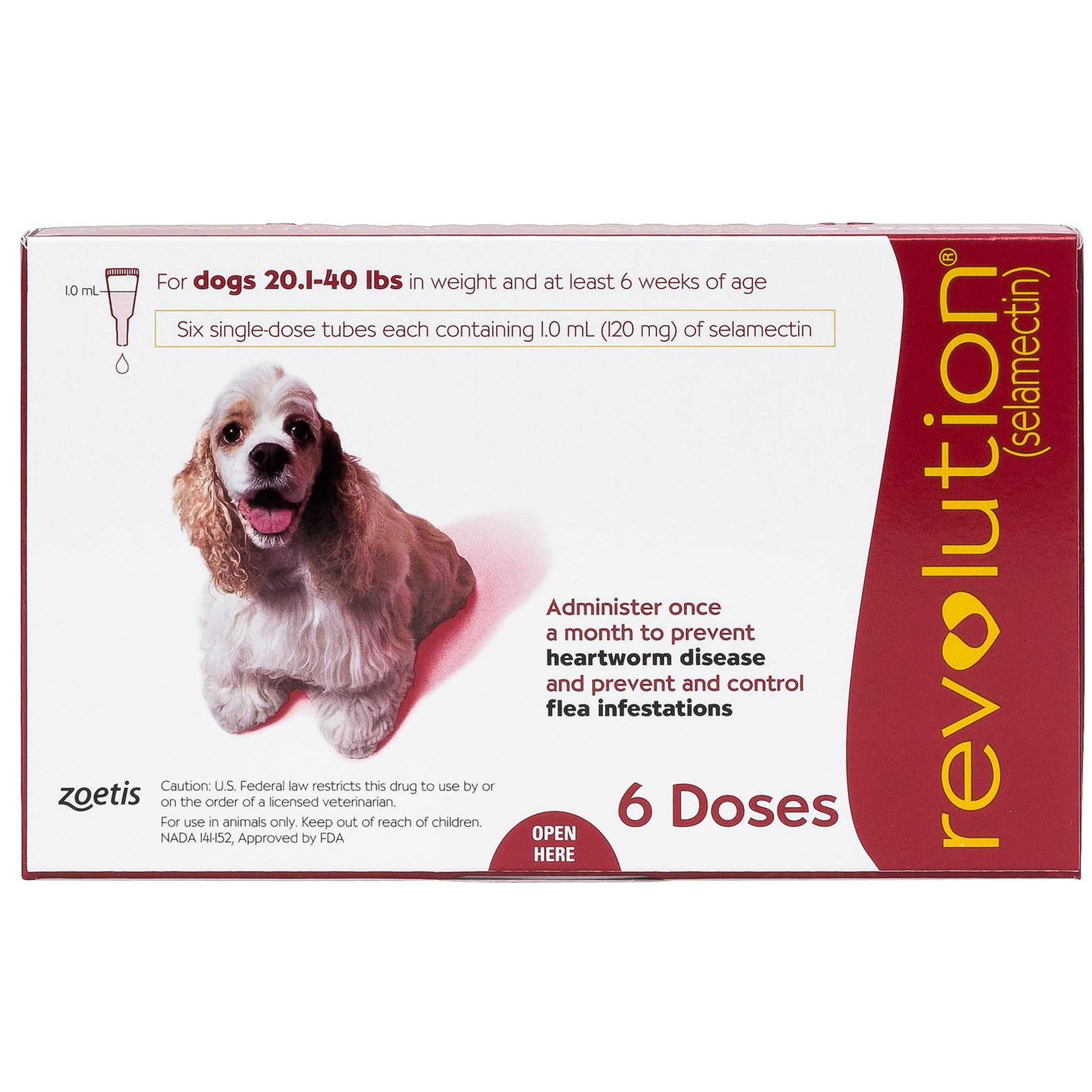 Revolution Topical Solution for Dogs 20.1-40 lbs | 1 Pipette