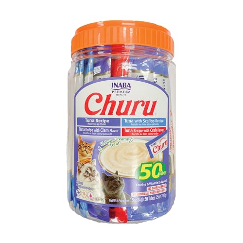 INABA Churu Cat Treats, Lickable, Squeezable Creamy Purée Cat Treat wi