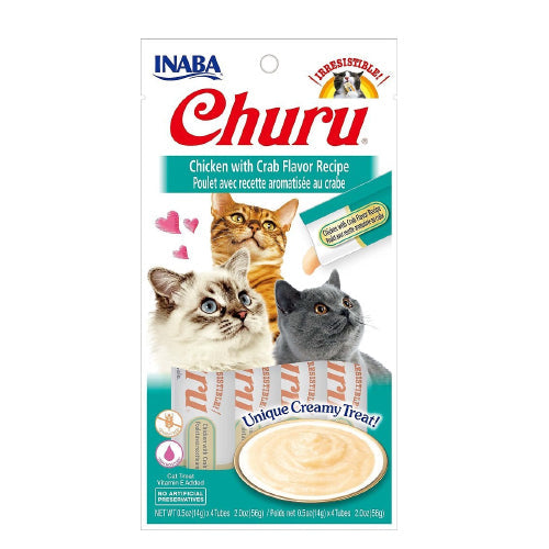 Churu Chicken Puree with Crab Rewards for Cats, 4×14g