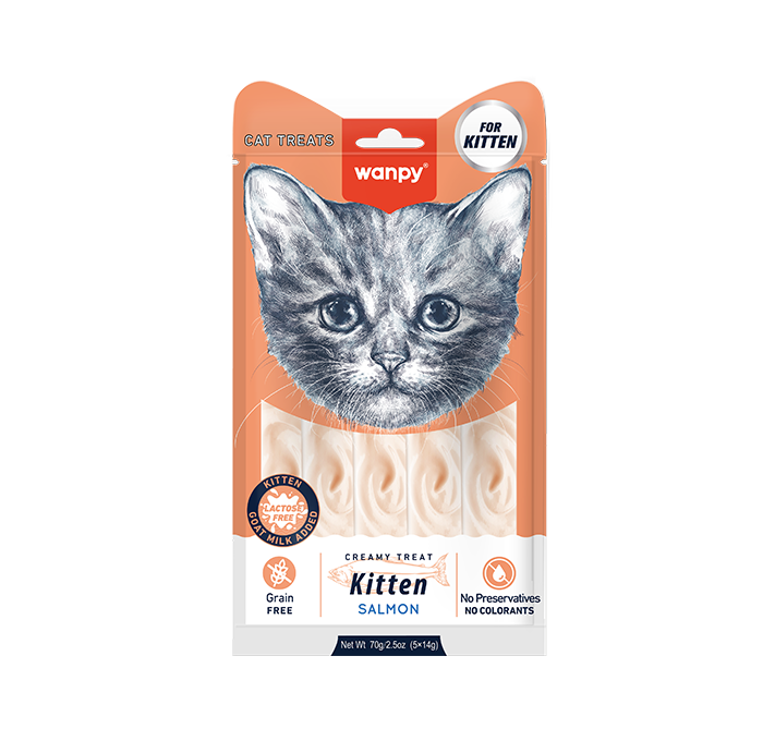 Wanpy Creamy Lickable Kitten Treat Salmon 5x14g pack Egypt