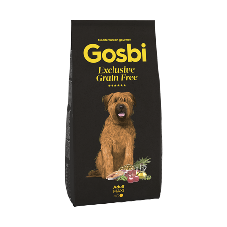 Gosbi Exclusive Grain Free foods are made without cereals and with fresh meat, which allows all the natural flavor of the ingredients to be preserved, managing to increase palatability, with no artificial flavorings, preservatives and antioxidants. All recipes are hypoallergenic. EXCLUSIVE GRAIN FREE Adult maxi Food ma