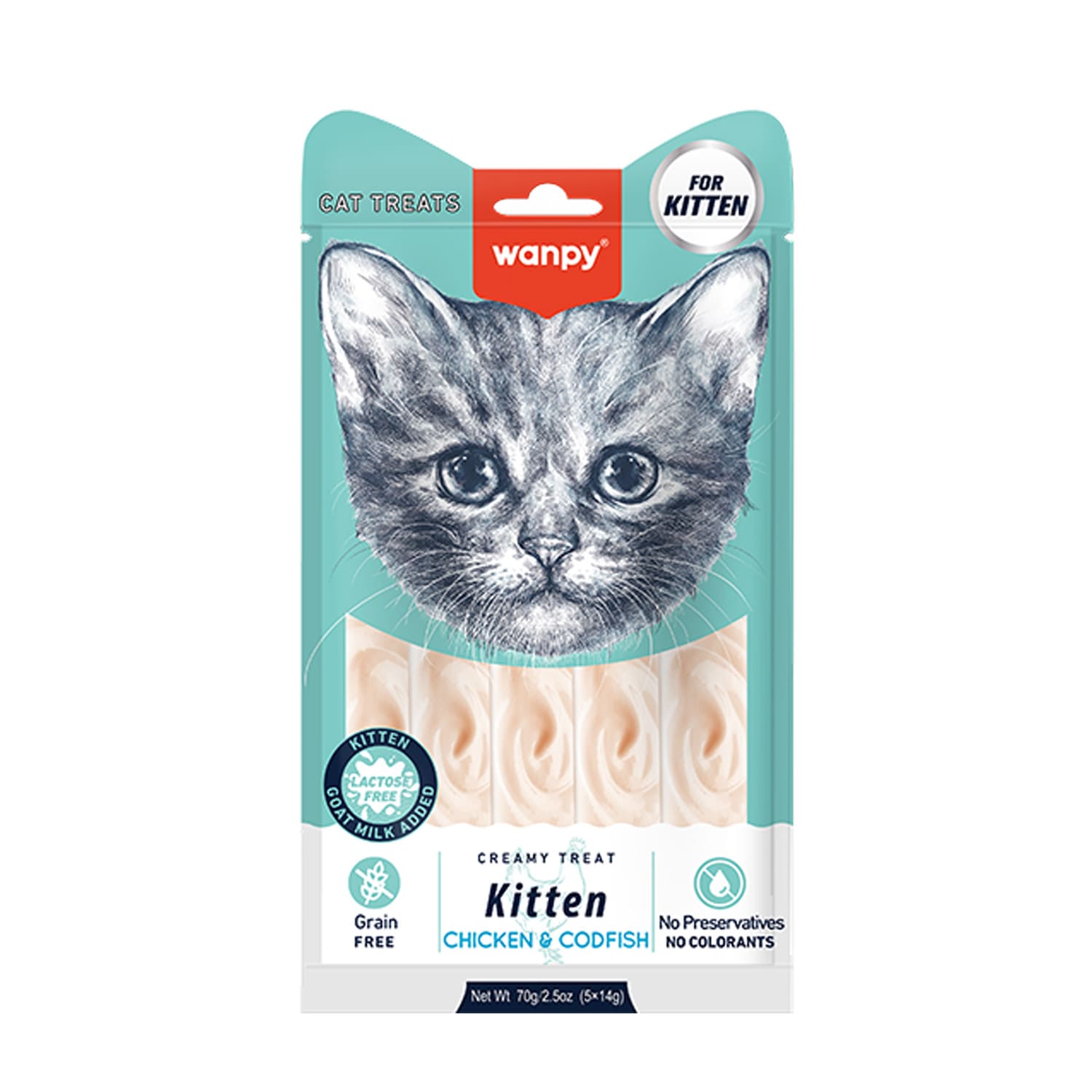 Wanpy Creamy Lickable Kitten Treat Chicken and Codfish 5x14g pack Egypt
