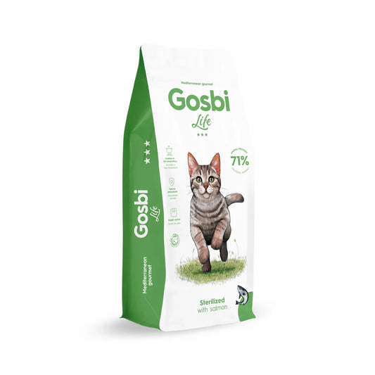Gosbi Life Sterilized Cat Dry Food with Salmon 12kg bag - Weight Control Diet for Neutered Cats Egypt
