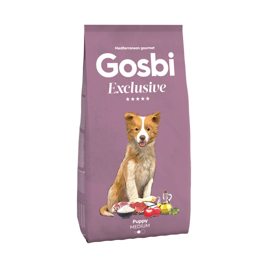 Gosbi Exclusive Puppy Medium 3kg is a complete diet that provides a powerful, all-natural formula for your puppy. It's designed for high digestibility.