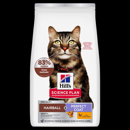 Hill's Science Plan Hairball & perfect coat adult cat food with chicken 1.5kg