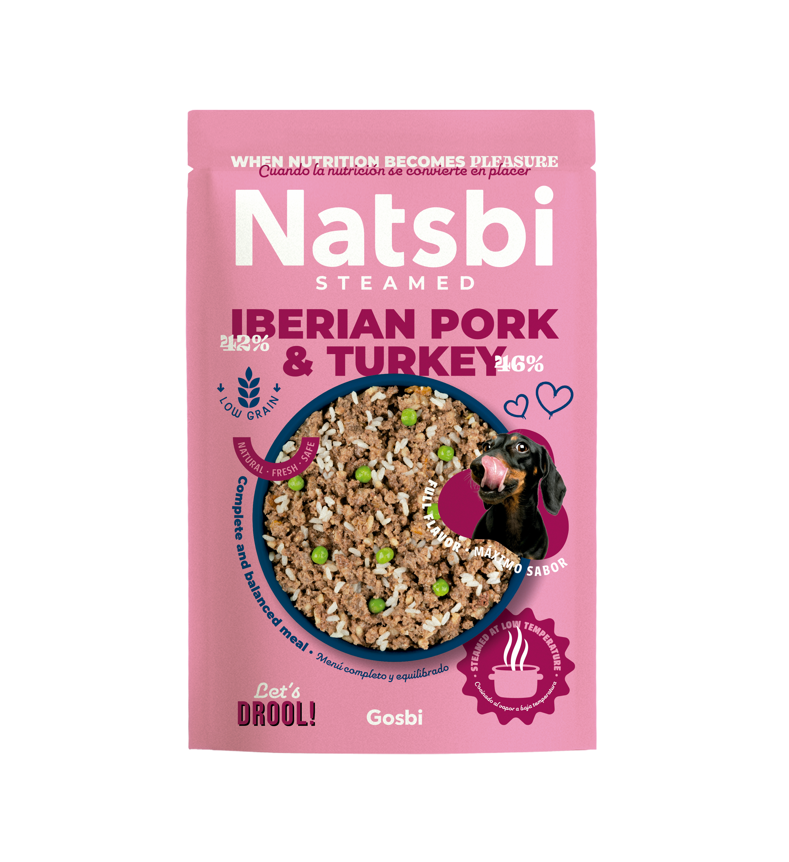 The soft, moist consistency you look for is available now in this complete meal. Gosbi Natsbi Iberian Pork&Turkey Dogs 200g is a tasty blend of meats with a moderate energy content to stimulate your dog better than ever.&nbsp;