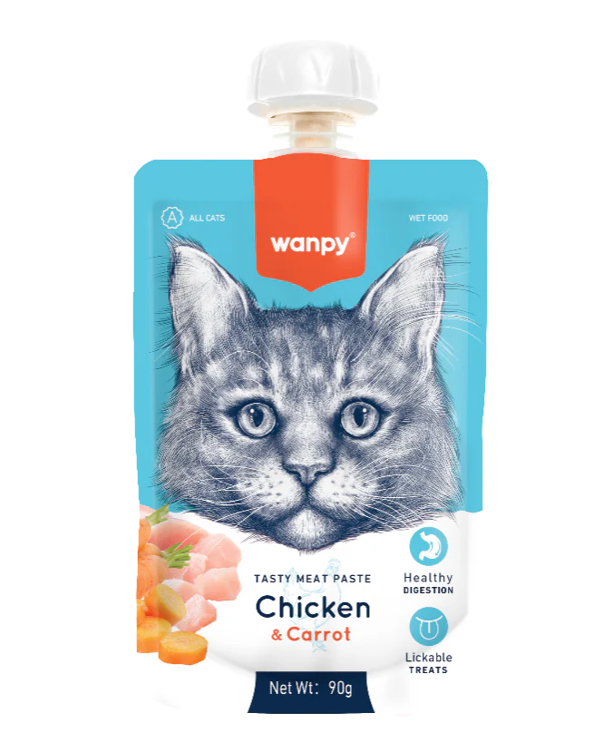 Wanpy Tasty Meat Paste Chicken and Carrot 90g Lickable Cat Treat Egypt