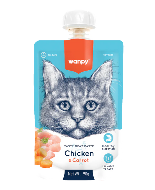 Wanpy Tasty Meat Paste Chicken and Carrot 90g Lickable Cat Treat Egypt