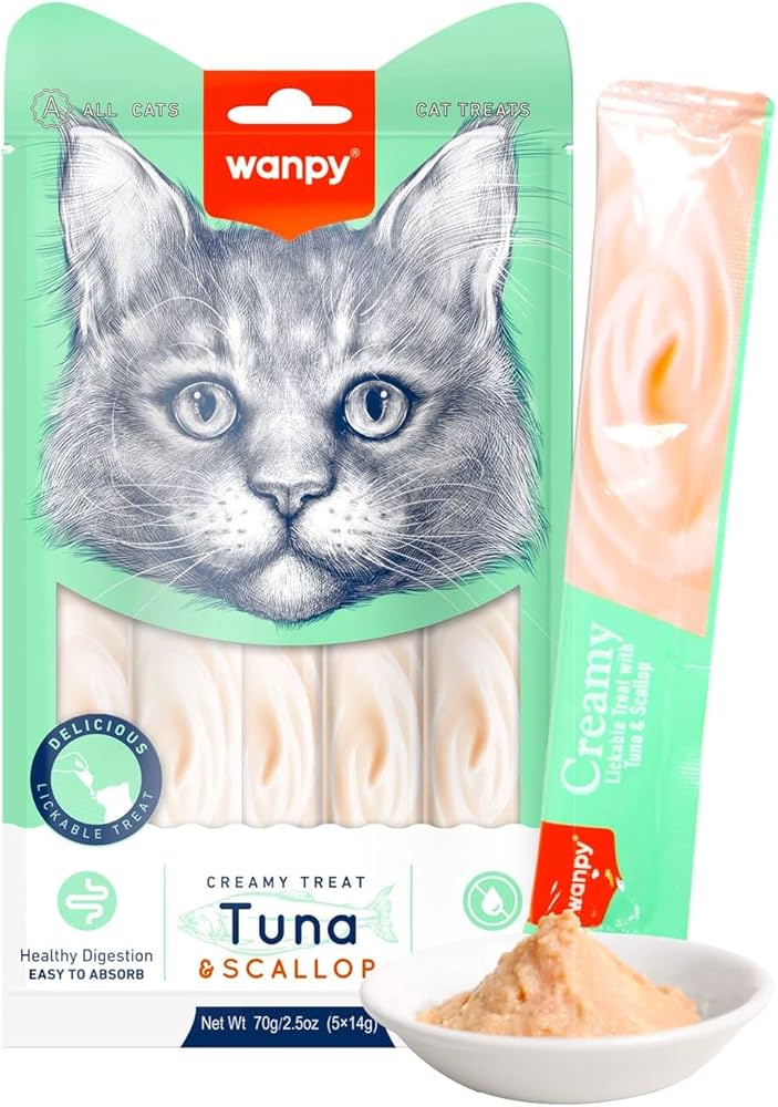 Wanpy Creamy Lickable Cat Treat Tuna and Scallop 5x14g pack Egypt
