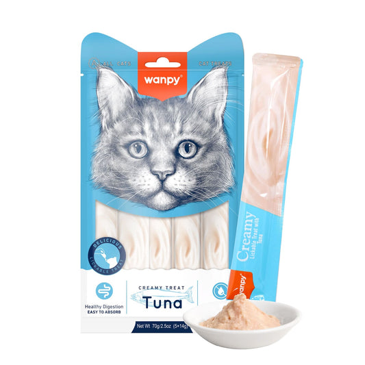 Wanpy Creamy Lickable Cat Treat - Tuna 5x14g