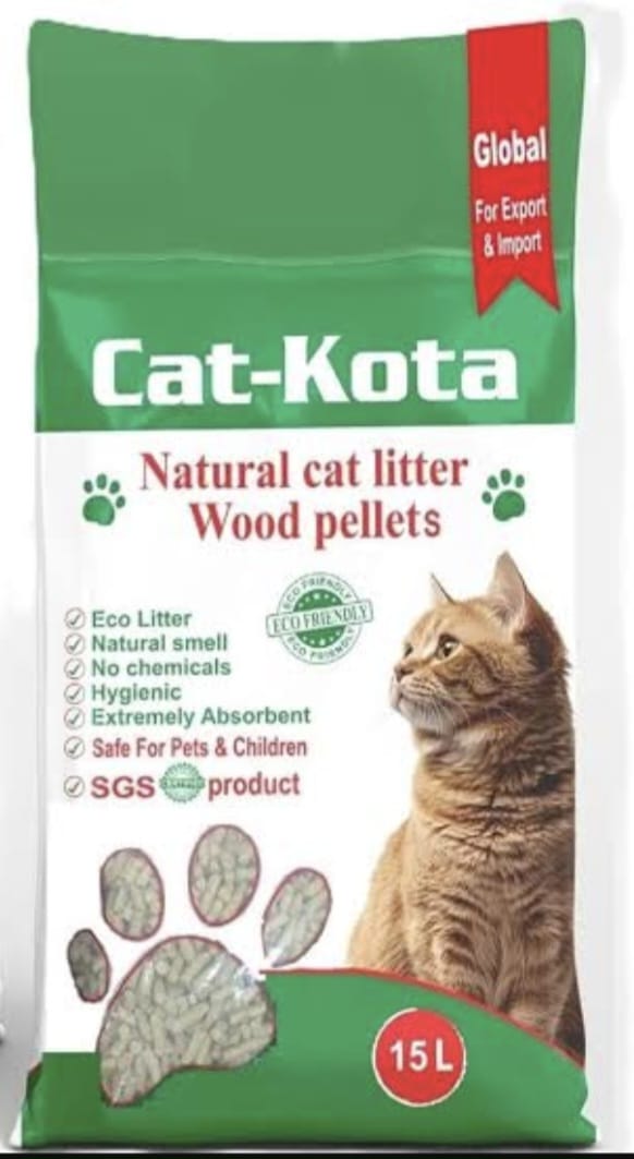 Cat-Kota Natural Wood Pellet Cat Litter 15L bag - Eco-Friendly Chemical Free Cat Litter Egypt