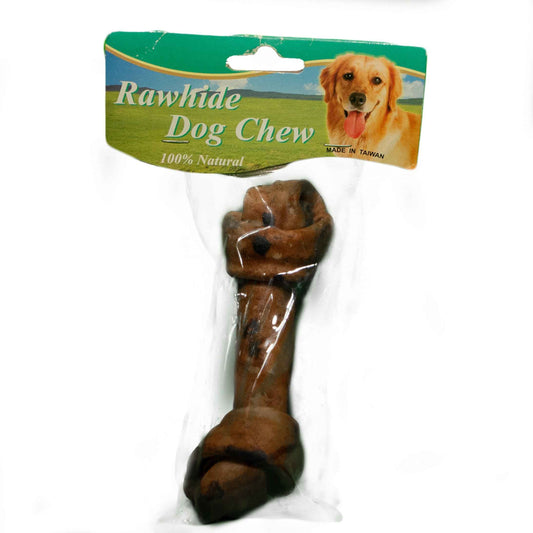 Rawhide Dog Chew Bone-Braided Fumee m. FY-0006SP 15 cm
