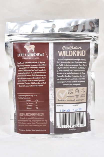 Three Snouts-Pure Nature WILDKIND Beef Liver Chews 100g