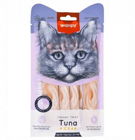 Wanpy Creamy Lickable Cat Treat Tuna and Crab 5x14g pack Egypt
