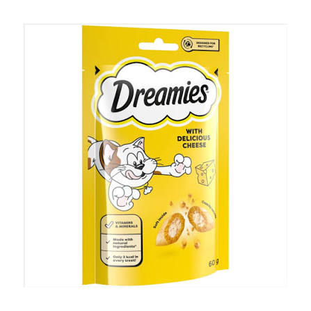 Dreamies Cat Treats with Delicious Cheese 60g pouch - Crunchy and Soft Low Calorie Cat Treats Egypt