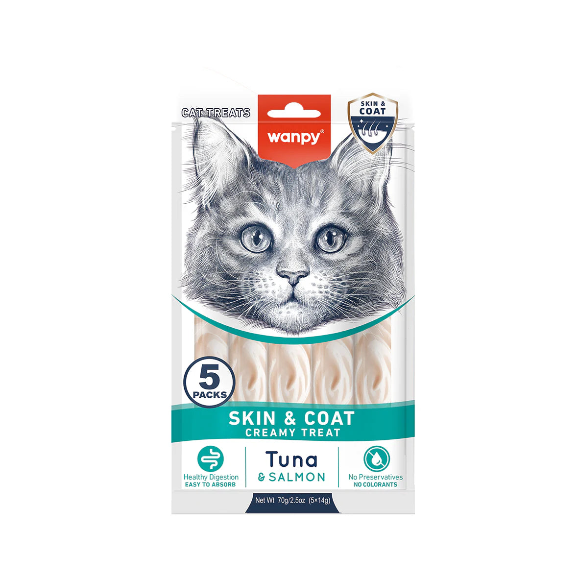 Wanpy Skin and Coat Creamy Cat Treat Tuna and Salmon 5x14g pack Egypt