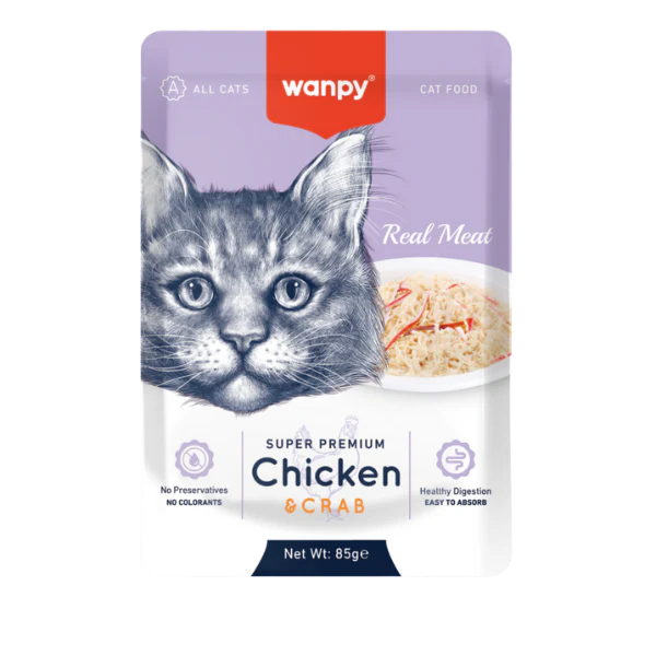 Wanpy Super Premium Chicken and Crab Real Meat Wet Cat Food 85g Pouch Egypt