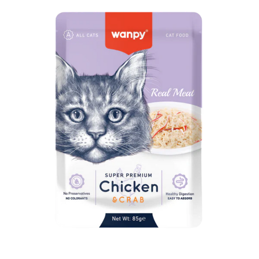 Wanpy Super Premium Chicken and Crab Real Meat Wet Cat Food 85g Pouch Egypt