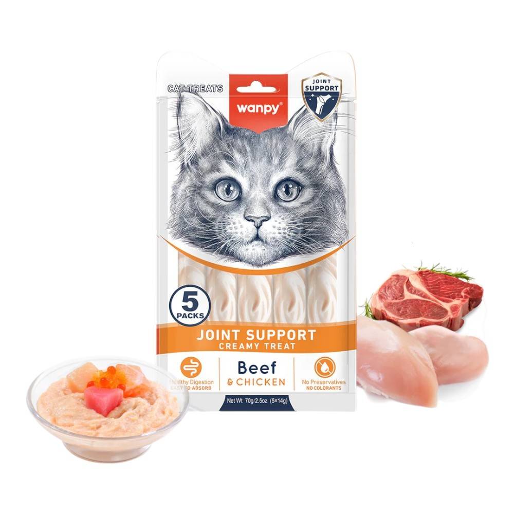 Wanpy Creamy Joint Support Cat Treat - Beef & Chicken 5x14g