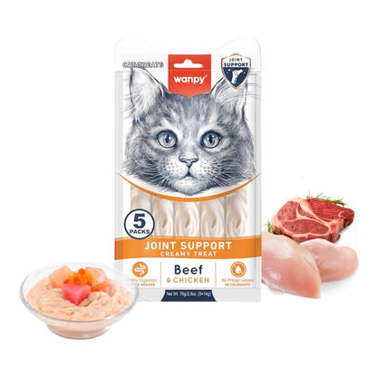 Wanpy Creamy Joint Support Cat Treat - Beef & Chicken 5x14g