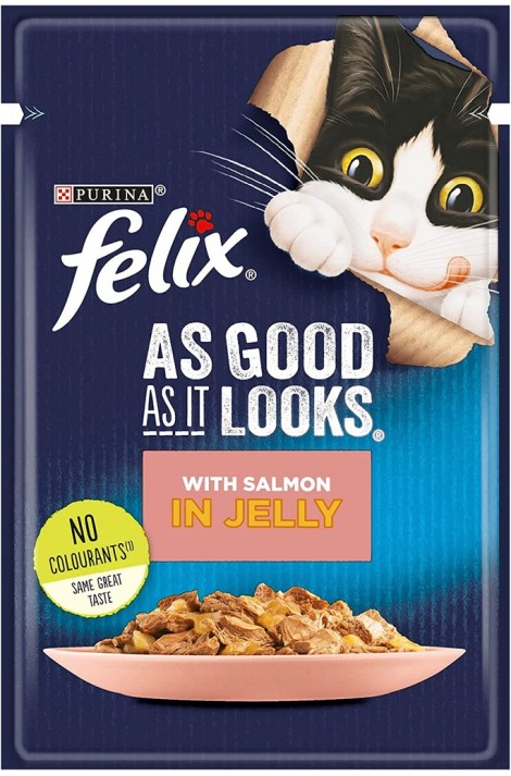  Purina Felix As Good as it Looks Wet Cat Food Pouch 85g (Salmon in Jelly)
