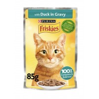  Purina Friskies Chunks in Gravy Wet Cat Food Pouch 85g (Duck)