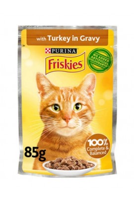 Purina Friskies Chunks in Gravy Wet Cat Food Pouch 85g (Turkey)