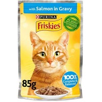 Purina Friskies Chunks in Gravy Wet Cat Food Pouch 85g (Salmon)