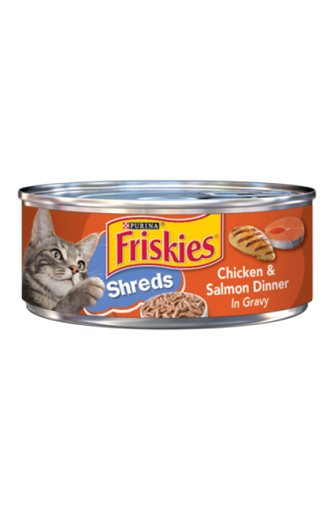 Purina Friskies Shreds Chicken & Salmon Dinner in Gravy Wet Cat Food 156 g