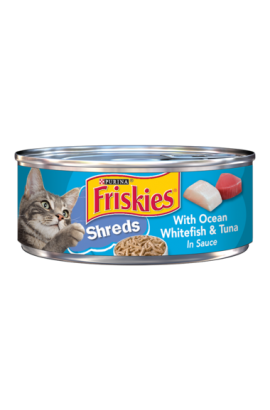 Purina Friskies Shreds with Ocean Whitefish & Tuna in Sauce Wet Cat Food 156 g