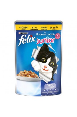 Purina Felix As Good as it Looks Wet Cat Food Pouch 100 g (Junior Chicken in Jelly)