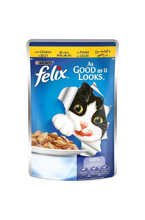  Purina Felix As Good as it Looks Wet Cat Food Pouch 100 g ( Chicken in Jelly)