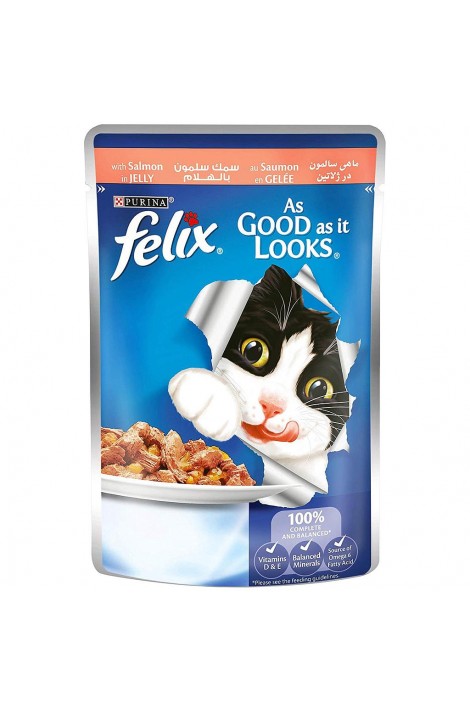 Purina Felix As Good as it Looks Wet Cat Food Pouch 100 g (Salmon in Jelly)